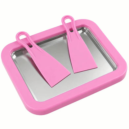 Stainless Steel Ice Cream Maker Rolled Ice Cream Machine for Homemade Stir-Fry Frozen Yogurt Desserts Making Pan Kitchen Tool