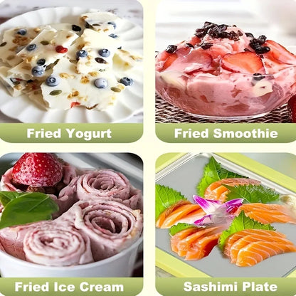 Stainless Steel Ice Cream Maker Rolled Ice Cream Machine for Homemade Stir-Fry Frozen Yogurt Desserts Making Pan Kitchen Tool